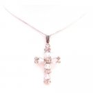UNE290  Cross Pendant White Enamel With Sparkling Diamante Embedded