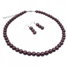 UNS004  Purple Synthetic Pearls Jewelry Necklace Set