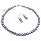 U219  Beautiful Grey Pearls Neclace Set