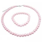 UNS012  Beautiful Synthetic High Quality Pearls Pink Necklace & Bracelet