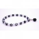 TB053  Swarovski Crystals Jet & Shadow 6mm Round Bracelet Round Jet Dangling
