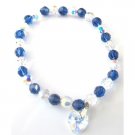 TB052  Dark Indigo w/ Shadow Swarovski Crystals Bracelet AB Crystals Heart