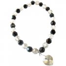 TB051  Stretchable Bracelet Valentine Gift Swarovski Shadow & Jet Crystals