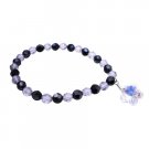TB050  Swarovski Gift Bracelet Shadow Jet Crystal Dangling AB Crystals Flower