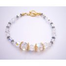 TB046  Exquisite Formal Bracelet AB & Volcano Swarovski Crystals Gold Spacer