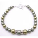 TB044  Stunning Stylish Green & Powder Green Diamond Spacer Wedding Bracelet