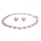 TB033  Wedding Jewelry Powder Rose Pearls Crystals Toggle Clasp Stud Earrings
