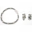 TB032  Wedding Gray Jewelry Lite Dark Gray With Dangling Grape Bunch Earrings