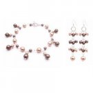 TB028  Customize Your Jewelry Bracelet Earrings Bronze Brown Dangling Pearls