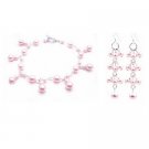 TB025  Rosaline Pearls Jewelry Pink Pearls Bracelet & Earrings Set