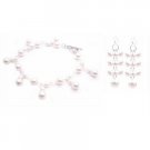 TB024  Bracelet & Earrings White Pearls Set Wedding Jewelry Very Sleek Set