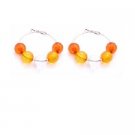 UER428  Girls Fancy Affordable Jewelry Glass Beads Hoop Earrings
