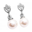 UER420  Bridal Wedding Ivory Pearls Dangling Diamante Studs Embedded Earrings