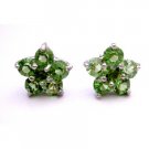 D208  Finding Charitable Birthday Gift Return Peridot Flower Stud Earrings