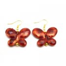 D205  Raising Funds Jewelry Brown Butterfly Gold Hook Earrings