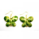 D201  Girls Return Gifts Butterfly In Green Yellow Shaded Gold Hook Earrings