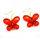 D200  Looking For Butterfly Jewelry Red Striking Butterfly Gold Hook Earring