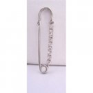 B068  Silver Metal Secured Safety Pin w/ Sparkling Cubic Zircon