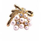 B208  Pearls Gold Brooch Stylish Trendy w/ Cubic Zircon AFfordable Gold Brooch