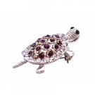 B039  Turtle Pin Brooch Amethyst Simulated Crystals Sparkling Pin Brooch New/Stunner