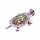 B355  Peridot Crystals Pendant Brooch Silver Casting Turtle Pendant & Brooch With Peridot