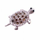 B354 Silver Casting Turttle Pendant & Brooch With Smoked Topaz Crystals Brooch Pendant