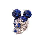 B361  Sapphire Crystals Brooch Mickey Mouse Brooch w/Sapphire Crystals
