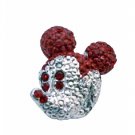 B360 Cute Mickey Mouse Brooch w/Siam Red Crystals Sparkling Silver Casting Mickey Mouse Brooch