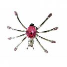 B184  Pink Spider Brooch Pink Crystals Spider Pin Brooch