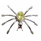 B183  Lemon Crystals Spider Brooch Pin