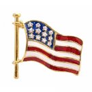 B375  Hand Painted Flag Brooch Strongly Made With Sparkling Diamante Stars ON Flag Brooch