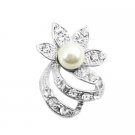 B396  Very Artistic Flower With CZ and 8mm Pearls Brooch
