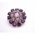 B412  Exclusive Beautiful Amethyst & Lite Amethyst Crystals Brooch Prom Jewelry