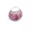 B461  Rose Crystals Purse Brooch Cute Brooches Silver Casting Pin Brooch