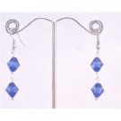 D161  Earrings Simulated Crystals Sapphire Crystals Bicone Earrings