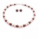 NS881  Multicolor Pearls Stud Earrings Necklace Set Prom Gift Jewelry Set