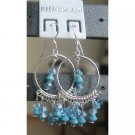 ERC046  Handmade Genuine Aquamarine Crystals 92.5 Sterling Silver Earrings