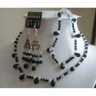 NSC138  Authentic Jet Swarovski Crystals AB Crystals Necklace Set w/ Bracele