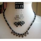 NSC153  Hand Made Vintage Set in Genuine Swarovski Jet and Black Diamond clear Crystals