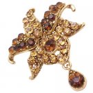 B564  Smoked Topaz Crystals With Teardop Dangling Exclusive Style Brooch