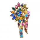 B562  Multicolor Crystals Flower Bouquet Trendy Brooch