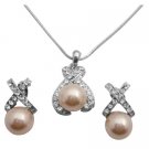 BRD150  Pink Pearl Oyster Shell Pendant Earrings Bridemaid Bridal Wedding Gift