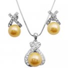 BRD153  Shell Pearls Pendant In Beautiful Yellow Pearls Pendant & Earrings Set