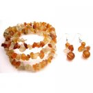 TB088  Carnalian Nuggets Wrap Bracelet With Nickle Free Earrings Bridemaids Jewelry