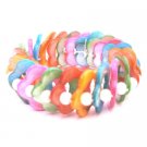 TB095  Flower Multicolor Stretchable Bracelet Hawaii Style With Ivory Pearls Bracelet