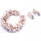 TB092  Gift Your Love Mother Wife Girlfriend Swarovski Bracelet Ivory Champagne Rosaline Pearls