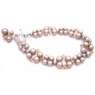 TB093 Classy Stylish Bracelet Artisian Creation Platinium Champagne Pearls w/ Lite Colorado Crystals