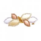 HA581  Golden Smoked Topaz Clear Crystals Hair Barrette Very Pretty Hair Clip