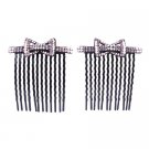 HA589  Bow Design Crystals Hair Comb for Quinceanera Pageants Prom