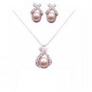 BRD875  Prom Jewelry Set Champagne Pearls Pendant 10mm Swarovski Pearls Necklace Set